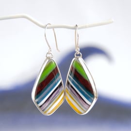 Cornish surfite earrings - lilac stripe