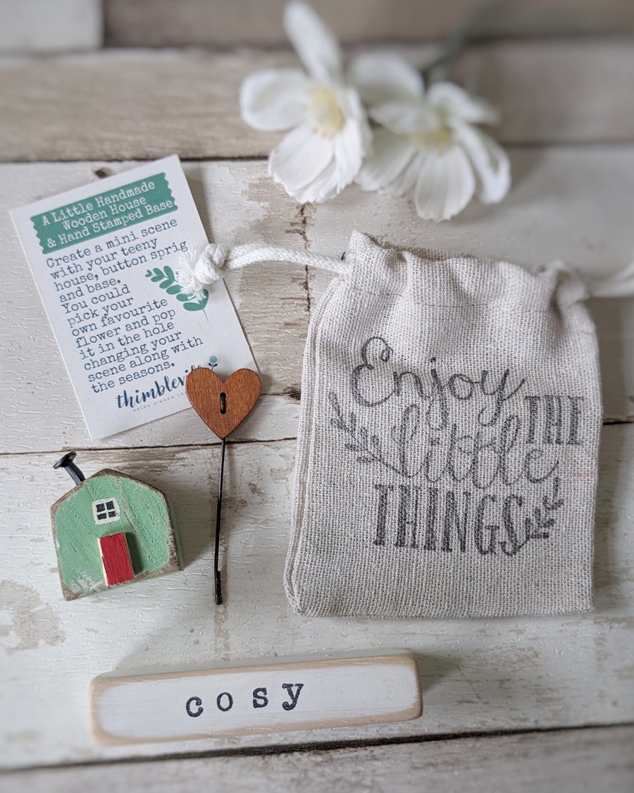 Little Wooden Handmade House and Base in a Bag - cosy