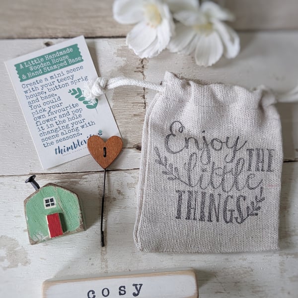 Little Wooden Handmade House and Base in a Bag - cosy