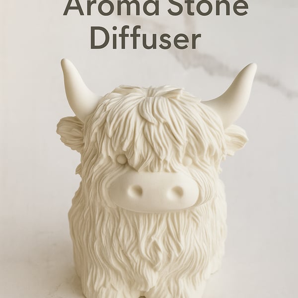Highland Cow Aroma Stone Diffuser – Handmade Scented Gift for Car, Room or Shelf