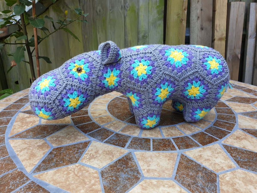 Crochet Hippo stuffed animal toy
