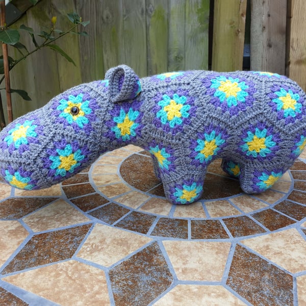 Crochet Hippo stuffed animal toy