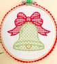 Christmas Decoration Ornament: Embroidered Hoop 14cm (5.5") Xmas Bell - Image 2
