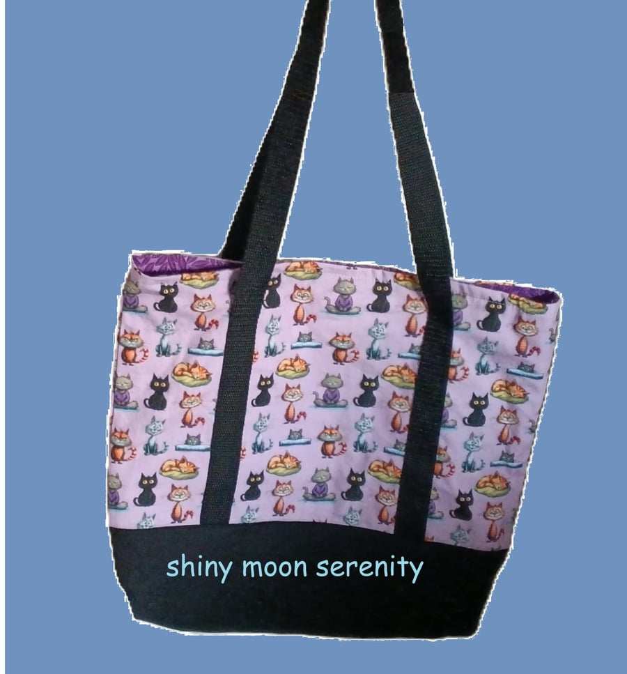 Multi Cats on Pink Background, Tote Bag