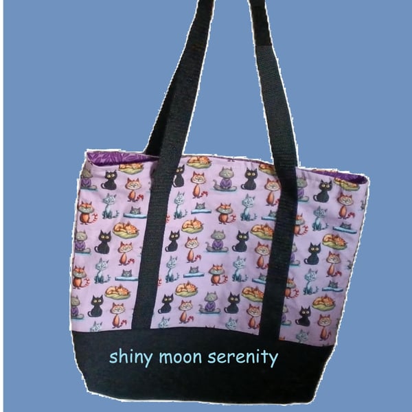 Multi Cats on Pink Background, Tote Bag