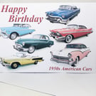 1950s American cars - Birthday, Anniversary or Plain Card