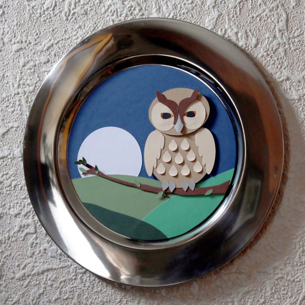 OWL PAPER SCULPTURE PLATE