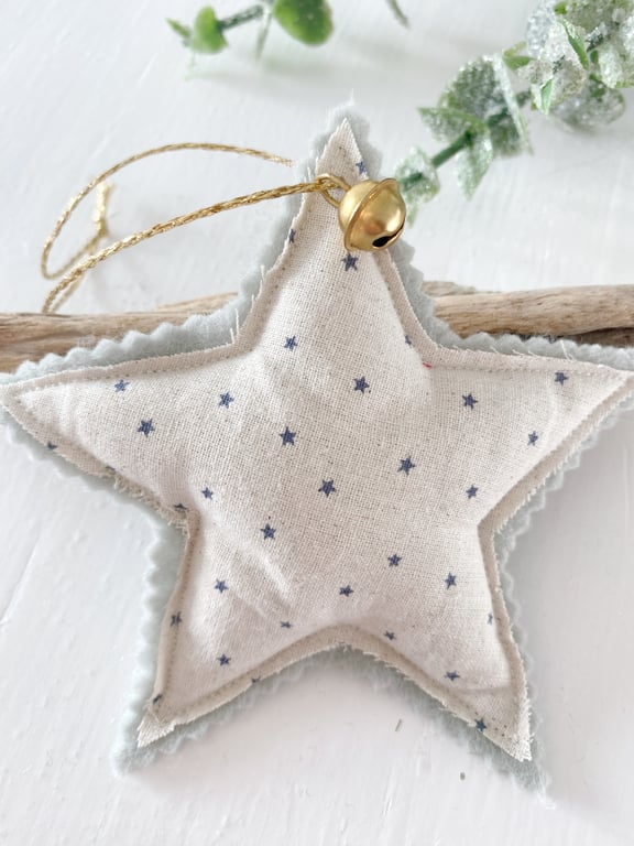 Lavender Filled Christmas Star in Cream and Grey Fabric