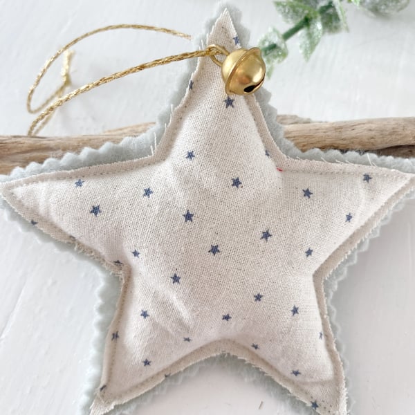 Lavender Filled Christmas Star in Cream and Grey Fabric