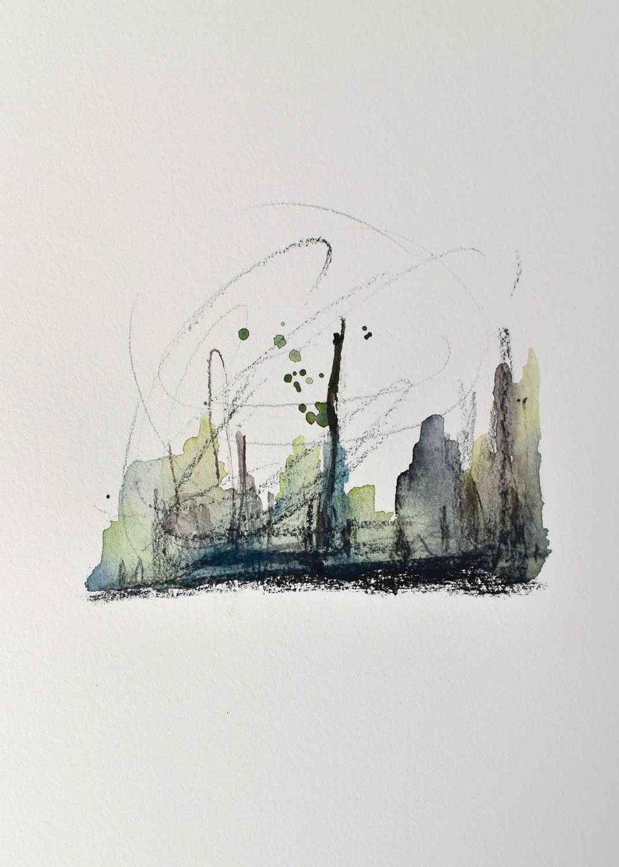 Original Abstract Art - Birds In the City by Catherine Hoggins