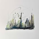 Original Abstract Art - Birds In the City by Catherine Hoggins