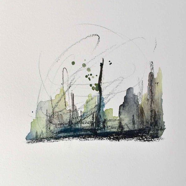 Original Abstract Art - Birds In the City by Catherine Hoggins