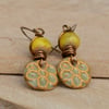 Yellow Green Ceramic Charm Earrings