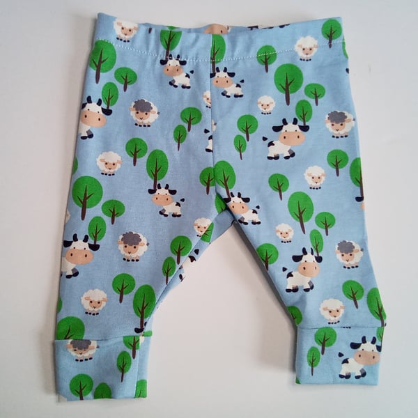 Unisex Newborn Leggings, baby shower gift, gift for new baby, lambs, cows