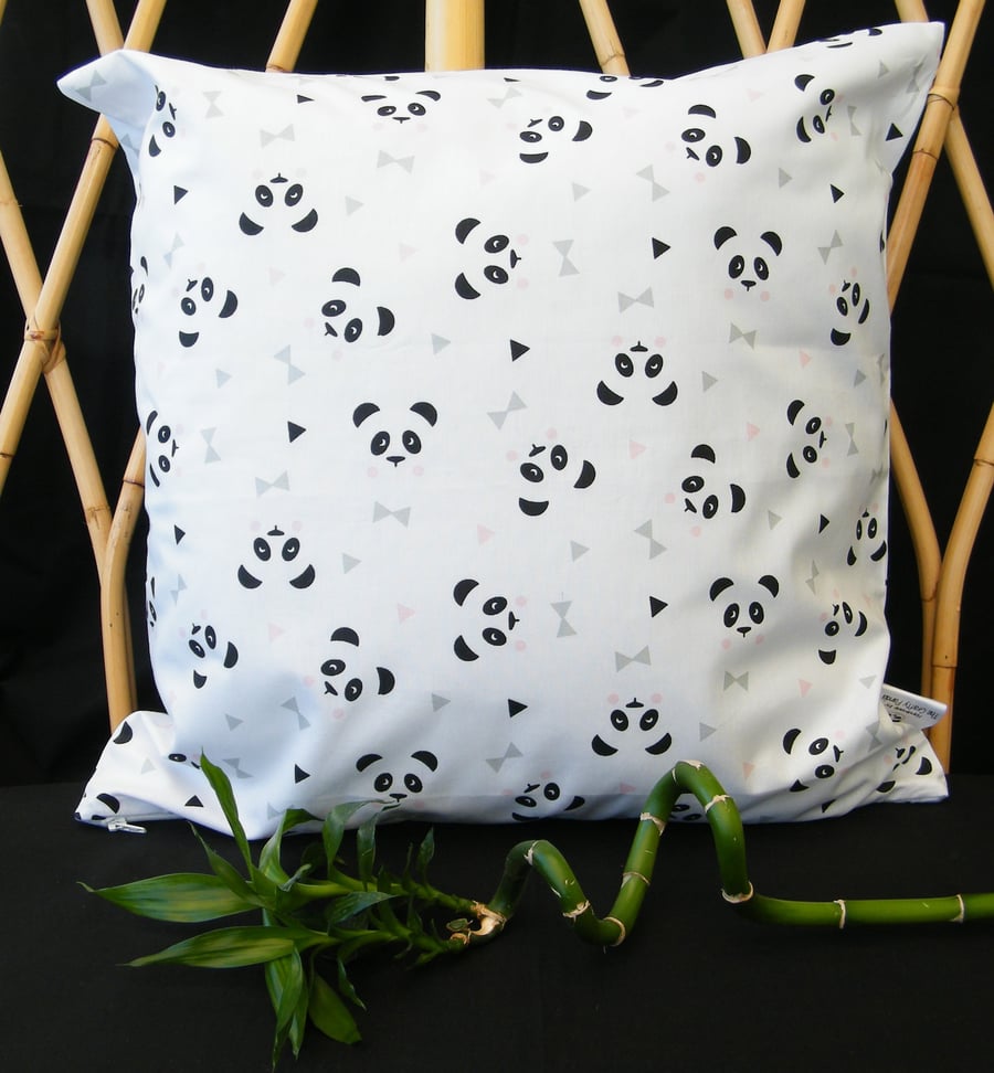 Panda Cushion Cover with White Background