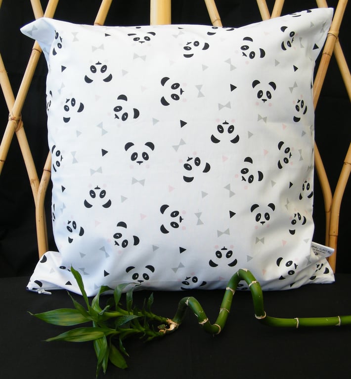 Panda Cushion Cover with White Background