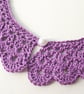 Crochet Lace Peter Pan Collar, Crocheted Lilac Cotton, Pearl Button - Image 4