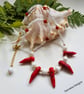 Red Bamboo Coral, Agate & White Seed Bead Necklace 