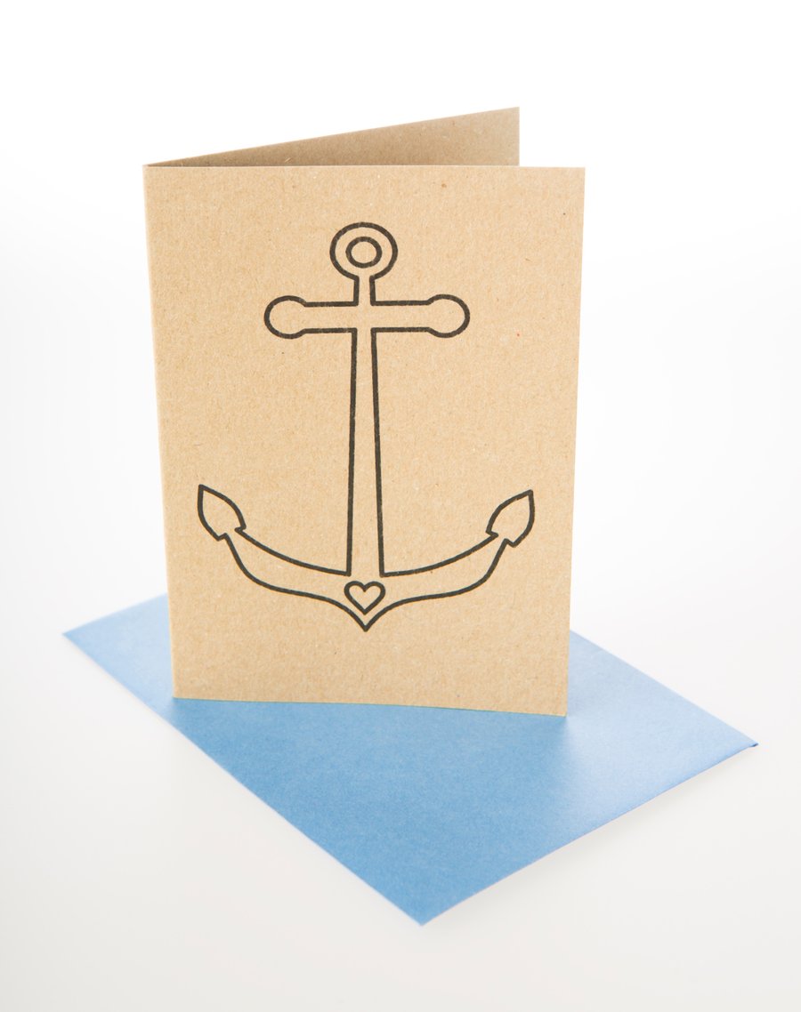 Anchor ahoy! mini greetings card in BLACK