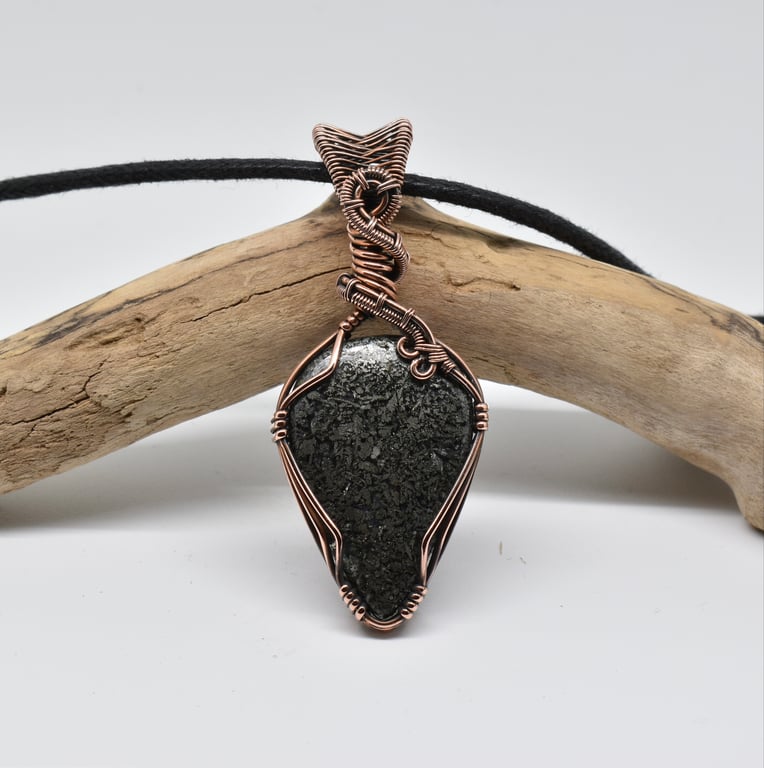 Marcasite and Copper Wire Wrapped Unisex Pendant
