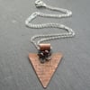 Copper Pendant With Garnet Sterling Silver Chain Vintage Style