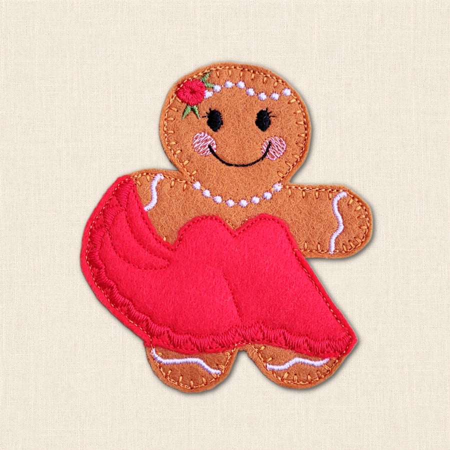 Ballroom Dancing Lady Gingerbread Decoration - Embroidered Dance Character