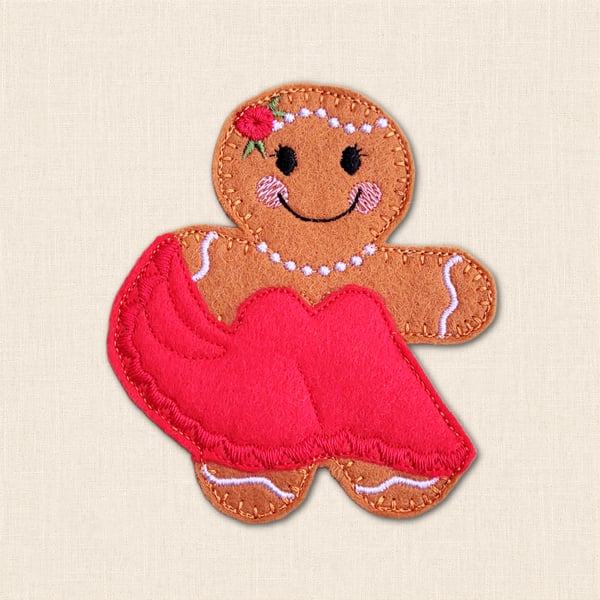 Ballroom Dancing Lady Gingerbread Decoration - Embroidered Dance Character