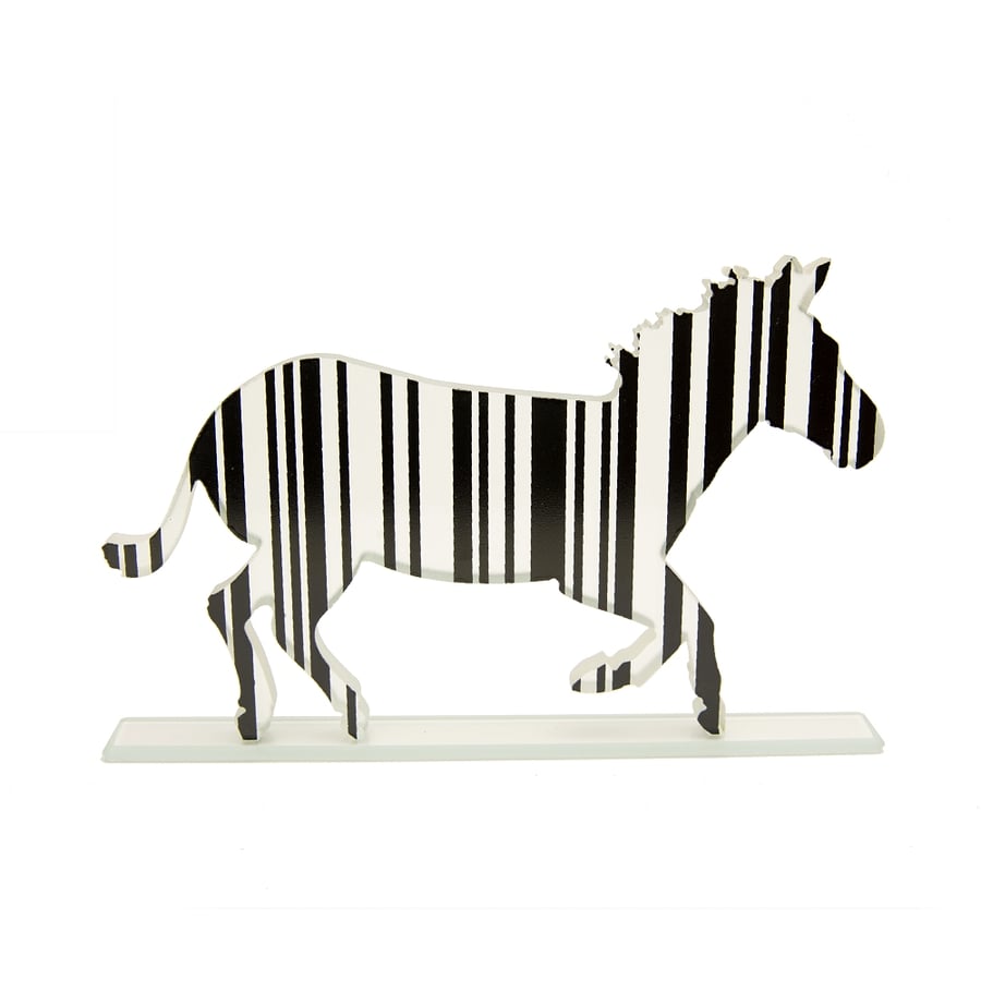 Barcode Glass Zebra Sculpture