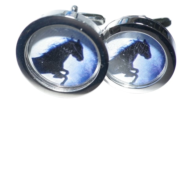 Black Stallion cufflinks, presentation box, gift wrapped, free shipping Ref 8599