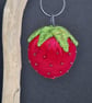 Strawberry textile art bag charm,keyring  - Image 1