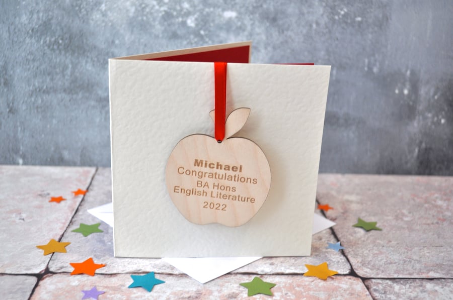 Personalised Graduation Congratulations Apple Keepsake Card
