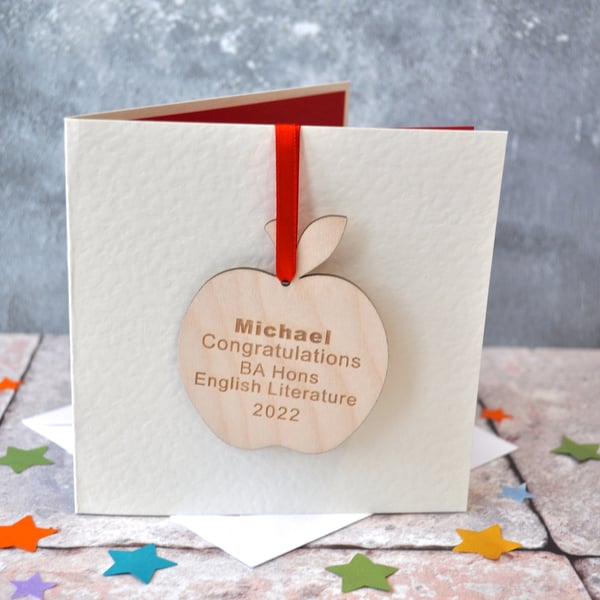 Personalised Graduation Congratulations Apple Keepsake Card