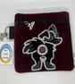 Border Collie, Embroidered Poo bag dispenser. Dark Red - Image 1
