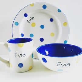 Personalised Spotty Dotty Breakfast Set