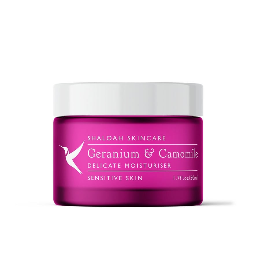 Geranium & chamomile delicate moisturiser, senstive skin cream, hydrating and ca