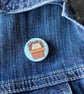 Hedgehog in plant pot badge. 25mm badge. Hedgehog pin. Animal lover gift. - Image 1