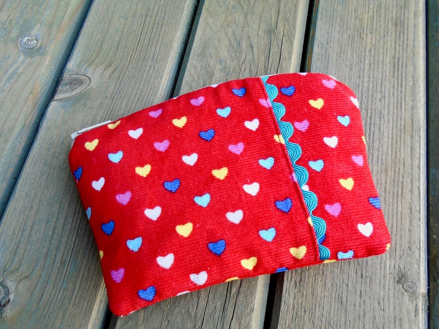  Clearance  - Cotton hearts Purse - Needlecord 