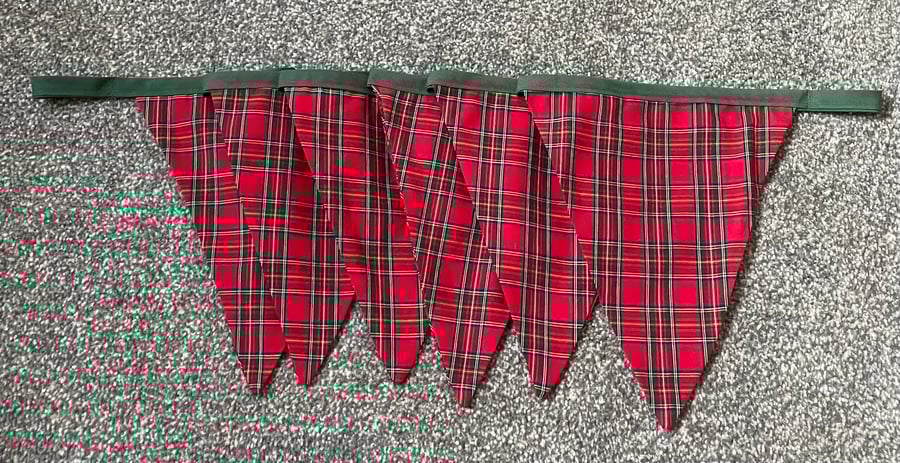 Red and Green Royal Stewart Tartan Christmas Bunting