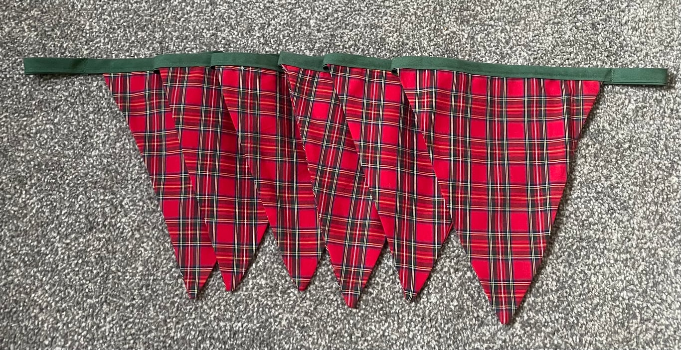 Red and Green Royal Stewart Tartan Christmas Bunting