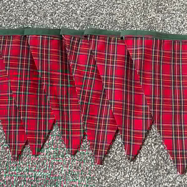 Red and Green Royal Stewart Tartan Christmas Bunting