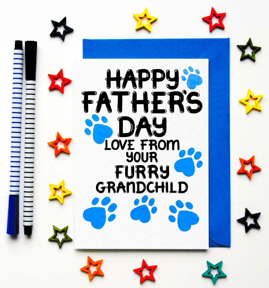 Father's Day Card For Grandpa From The Dog, Cat, Pet, Granddog