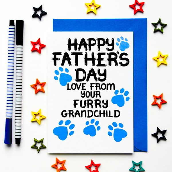 Father's Day Card For Grandpa From The Dog, Cat, Pet, Granddog
