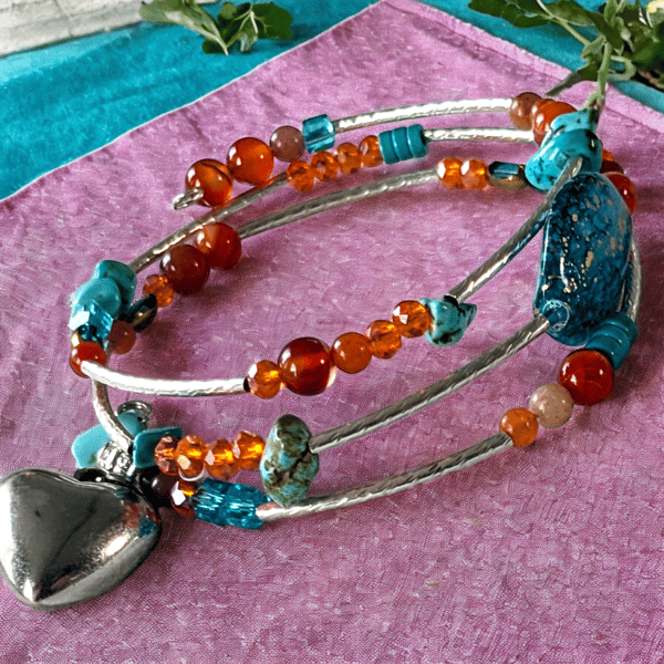 Handmade Upcycled Unique Stretch Bracelet 