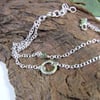Circle and Opal Layered Bracelet. Sterling Silver and Black Opal