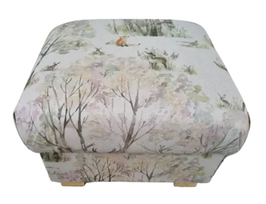 Storage Footstool Voyage Enchanted Forest Fabric Pouffe Animals Stag Foxes