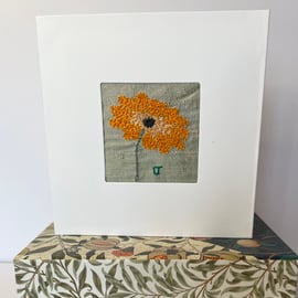 Hand embroidered blank greetings card - ‘Daisy, daisy…No.3
