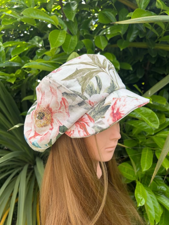 Upcycled floral Baker boy cap  