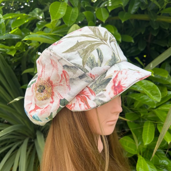 Upcycled floral Baker boy cap  