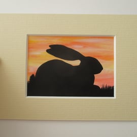 Bunny Rabbit ACEO Original Miniature Art Picture Painting Mounted