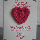 "Happy Valentine's Day" Flower and Crochet Heart Card